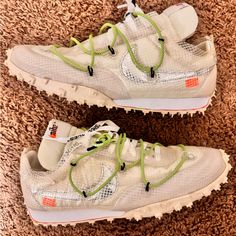 Used Pair Of Off-White X Wmns Waffle Racer ‘Electric Green' Electric Green, White Sneakers Women, Nike White, White Nikes, Women's Sneakers, Womens Shoes Sneakers, Green Colors, Nike Shoes, Womens Sneakers