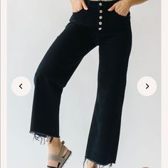 Brand New - With Tags. Raw Hem So You Can Trim To Length If Needed. Very Stretchy! Everyday Black Bottoms With Button Closure, Black Bottoms With Frayed Hem For Everyday, Everyday Black Bottoms With Frayed Hem, 2023 Lifestyle, Piper And Scoot, Wide Leg Jeans, Flare Jeans, Leg Jeans, Black Jeans