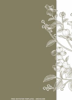 a white and brown floral design on a beige background with space for text or image