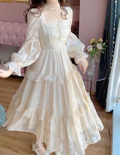 Classy Party Dress, Vintage Fairy Dress, Elegant Princess Dress, Classy Party, Party Dress Classy, Fairycore Dress, Lace Panel Dress, Vintage Fairy, Chiffon Midi Dress