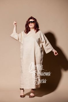 "Plus Size Linen, Beige Linen Dress, Natural Clothing Here is our New Plus size Collection! Adorable Plus size Linen dress for Curvy Ladies ! Long sleeve plus size dress for Summer ! Wear this beautiful Plus size robe as a casual dress with flats, wear your plus size kaftan on the beach :) This amazing Plus size Linen is cut from light 100 % Linen which feels like a second skin - breathable , soft and perfect for hot summer days ! Wear your Plus size linen dress with sneakers, ballerinas, sandal Linen Kaftan Dress, Beige Linen Dress, Plus Size Linen Dress, Plus Size Kaftan, Linen Kaftan, Dress With Flats, Plus Size Long Dresses, Plus Size Linen, Plus Size Robes