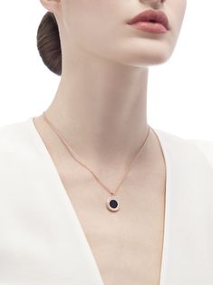 BVLGARI BVLGARI Necklace With 18 Kt Rose Gold Chain And 18 Kt Rose Gold Pendant Set With Onyx And Pavé Diamonds Bvlgari Rose, Bvlgari Necklace, Necklace Rose Gold, Rose Gold Chain, Rose Gold Pendant, Necklace Rose, Bridal Necklace, Rose Gold Necklace, Rose Gold Diamonds