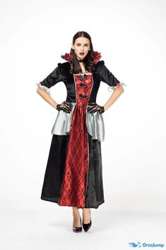 Orcajump - Halloween vampire clothes role-playing party clothes queen clothes - Final Sale Gothic Winter Cosplay Costume For Parties, Gothic Long Sleeve Party Costume, Spooky Halloween Costume Party Dresses, Black Winter Cosplay Costume For Party, Winter Party Black Cosplay Costume, Long Sleeve Cosplay Costume For Halloween Party, Fantasy Winter Party Costumes, Black Long Sleeve Party Costume, Vampire Long Sleeve Costume For Fall