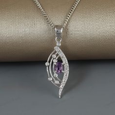 Natural Amethyst Pendant Necklace-925 Sterling Silver Pendant-February Birthstone Pendant-Women's Pendant-Purple Amethyst Pendant-Cocktail Pendant-Gift for Her-Wedding Gift-Anniversary Gift-Gift for Wife  ★ PRODUCT DETAILS ★ * SKU - PD-309-AT * Metal - 925 Sterling Silver * Total Weight - 2.48 GMS (Approx.) * Stone Name - African Amethyst  * Stone Shape - Oval  * Stone Size - 6x4mm  * Stone Weight - 0.45 CTS (Approx.) * Stone Color - Purple * Birthstone - February Unveil the enchanting allure of Amethyst Necklace Pendant, Birthstone Pendant, Amethyst Pendant, Oval Stone, February Birth Stone, Amethyst Stone, Wedding Anniversary Gifts, Purple Amethyst, Gifts For Wife