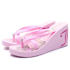 Product Information:Style: KoreanHeel height: high heel (5-8cm)Help surface material: plasticWith the bottom style: slope withSize Information:Size: 35 36 37 38 39 2000s Heels, Cute Platform Sandals, Korean Heels, Pink Platform Sandals, Y2k Heels, Mcbling Fashion, Dr Shoes, High Sandals, Kawaii Shoes