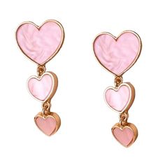 Pink Swirly Triple Layered Heart Stud Earrings In A Gold Toned Setting. Romantic Feminine Styling That You Are Sure To Love. Approx 1 7/8” Also Available In Purple & Gray See My Other Listings For More Jewelry. Bundle And Save On Shipping. #E215 Werewolf Oc, Fairytale Jewelry, Fairy Tale Jewelry, Pink Heart Earrings, Triple Heart, Oc Stuff, Heart Stud Earrings, Dangly Earrings, Purple Gray