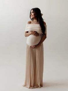 Momyknows Apricot Off Shoulder Ruched Pleated Big Swing Elegant Evening Gown Maternity Boho Photoshoot Baby Shower Maxi Dress Long Flowy Maternity Dress Photoshoot, Baby Shower Fall Dress, Pregnant Birthday Outfit, Maternity Fashion Summer, Maternity Baby Shower Outfit, Baby Shower Outfits For Mom, Maternity Dress Photoshoot, Tulle Baby Shower, Maternity Boho