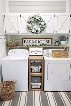 the laundry room is clean and ready to be used as a storage area for clothes