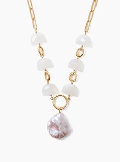 Chan Luu Jewelry Chan Luu | Moonstone Pearl Luna Necklace White Moon-shaped Necklace With Natural Stones, White Moonstone Jewelry With Adjustable Chain, White Moonstone Necklace With Adjustable Chain, Luna Necklace, The Moon Phases, Passion Project, Chan Luu, Pendant Gold, Moon Stone