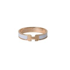 Hermes Enamel Narrow Clic H Bracelet Rose Gold Blanc - NOBLEMARS H Bracelet, Bracelet Rose Gold, Conditioner, Wedding Rings, Rose Gold, Engagement Rings, Brand New, Bracelet, Gold