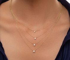 ✦ Princess Cut Solitaire Necklace ✦  ✧ DESCRIPTION & DETAILS 14k Solid Gold Diamond Dainty Necklace / Oval Solitaire Diamond Necklace / Minimalist Essential Bezel Diamond Necklace / Bridal Necklace ❶ 100% 14k solid gold. ❷ Set with high-quality handpicked real genuine diamonds  SI1-VS2 , F-G         2.50mm x 2.50mm - 0.10ctw     3.00mm x 3.00mm mm - 0.17ctw    3.50mm x 3.50mm - 0.25ctw    4.00mm x 4.00mm - 0.40ctw ❸ Lobster Clasp ❹ High-quality real genuine diamonds (SI1-VS -clarity, G-color). Conflict-free and socially responsible diamonds only. ❺ Certificate of Authenticity ✧ MATERIALS - I only work with high-quality, enduring materials, from precious metals to chains, set with genuine gemstones and ethically sourced diamonds. My pieces are made for everyday wear, forever. I also have a Princess Cut Diamond Necklace, Gift Princess Cut 14k Stamped Jewelry, Formal Yellow Gold Necklace With Princess Cut, Princess Cut 14k Stamped Jewelry Gift, Elegant Princess Cut Diamond Necklace, 14k Stamped Princess Cut Jewelry Gift, Princess Cut Yellow Gold Necklace In Fine Jewelry Style, Formal Princess Cut Single Diamond Necklace, Gold Princess Cut Necklace As Gift