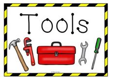 a sign with tools on it that says tools