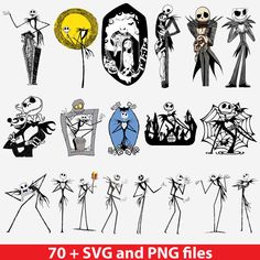 halloween svg and png files with the words 70 + svg and png files