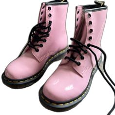 Pink Ankle Martin Boots For Winter, Pink Round Toe Martin Boots For Fall, Pink Martin Boots With Round Toe For Fall, Fall Pink Martin Boots With Round Toe, Trendy Pink Martin Boots For Spring, Pink Ankle-high Boots For Winter, Trendy Pink Ankle Martin Boots, Pink Round Toe Boots For Winter, Pink Leather Boots For Spring