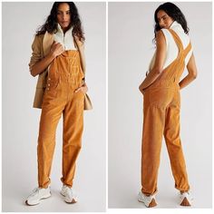 Free People Ziggy Cord Overalls Tan We The Free Corduroy Sz Large Nwot Brand New Without Tags. Never Worn Waist 36" Inseam 27.5" A Corduroy Version Of Our Favorite Ziggy Overalls, Featured In A Classic Bib-And-Brace Silhouette With Tapered Legs And Relaxed, Slouchy Fit. Functional Bib Pocket Side And Back Pockets Adjustable Straps Side Button Closures Ziggy Overalls, Cord Overalls, Free People Overalls, Free People Jumpsuit, Free People Romper, Corduroy Overalls, Wrap Romper, Fall Photoshoot, Free People Denim