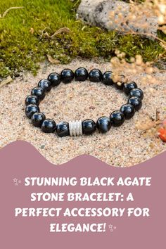 Add a touch of sophistication to your look with our exquisite Black Agate Stone Bracelet 💎✨ Elevate your energy and bring balance to your life with this stunning crystal jewelry piece. Handcrafted with love, this bracelet showcases the inherent beauty of genuine Black Agate stones. Find your inner strength and style with this captivating accessory that complements any outfit effortlessly. Shop now and embrace the empowering energy of Black Agate ✨🖤 #blackagate #crystalbracelets #spiritualjewel Black Crystal Bracelet With Gemstone Beads For Healing, Black Crystal Gemstone Bracelet For Healing, Healing Black Crystal Gemstone Bracelet, Spiritual Black Onyx Crystal Bracelet, Black Onyx Beaded Bracelets For Healing, Black Onyx Gemstone Beaded Bracelets, Black Crystal Bracelet With Gemstone Beads As Gift, Black Onyx Crystal Bracelet With 8mm Beads, Black Onyx Beaded Bracelets Gift