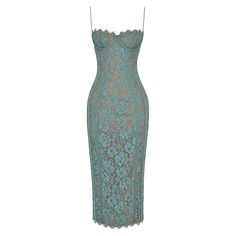 This Emerald Green Crochet Lace Cami Midi Dress is both stylish and comfortable. Its intricate crochet lace cami design and luxurious satin lining provides a beautiful silhouette, perfect for any special event. Material: Polyester, Spandex Elasticity: Slight Stretch Dresses Length: Knee-Length Formal Dress With Spaghetti Straps And Delicate Lace, Elegant Crochet Dress With Scalloped Lace For Party, Fitted Lace Midi Dress For Evening, Elegant Fitted Midi Dress With Delicate Lace, Elegant Midi Dress With Delicate Lace For Party, Elegant Party Slip Dress With Lace Trim, Elegant Party Midi Dress With Delicate Lace, Elegant Fitted Sleeveless Crochet Dress, Chic Lace Dress With Sweetheart Neckline