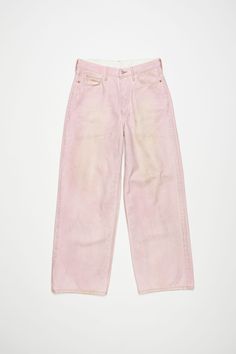 Baggy fit jeans - 1981F Pink Wide Leg Jeans For Streetwear, Pink Denim Pants With Five Pockets, Pink Five-pocket Bottoms For Streetwear, Pink Bottoms With Five Pockets For Streetwear, Pink Five-pockets Bottoms For Streetwear, Pink Washed Relaxed Fit Bottoms, Pink Relaxed Fit Washed Bottoms, Pink Wide Leg Denim Jeans, Pink Denim Flare Jeans With Five Pockets