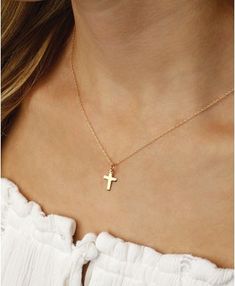 Macy's Flat Cross Necklace Set in 14k Gold & Reviews - Necklaces - Jewelry & Watches - Macy's Classy Accessories, Dainty Jewelry Necklace, Jewelry Necklace Simple, Summer Vsco, Shopping Addict, Tiny Cross Necklace, Cross Choker, Cross Necklaces, Fotografi Digital