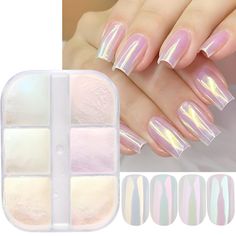 PRICES MAY VARY. Package :1 Box 6 Grids pearl mirror bubble nails Powder,1g/grids. This holographic nail glitter mirror aurora bubble nail powder just looked like glitter. More Charming: You just need rubbing only small amount of powder to achieve the Mirror effect, Make your nails shiny and charming. Bubble & Mirror Effect: Mirror effect will differ from different base color. Black base can create a better mirror nail effect. Pearlescent Gloss:The pearl mirror powder shinning like sea pearl and Nail Art Mariage, Nail Glitter Powder, Wedding Nail Art Design, No Chip Nails, Aurora Nails, Chrome Nail Powder, Powder Manicure, Gel Polish Manicure, Gel Polish Nail Art