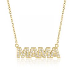 14k Mama Diamond Pendant Necklace - Mod + Jo Gold Necklaces With Diamond Accents For Everyday, Everyday Gold Necklaces With Diamond Accents, 14k Gold Clavicle Chain Jewelry For Mother's Day, 14k Gold Diamond Pendant Necklace, Elegant Necklace With Diamond Accents For Mom, 14k Gold Fine Jewelry For Mother's Day, Yellow Gold Necklaces With Round Pendant For Mom, Everyday Yellow Gold Plated Name Necklace, Yellow Gold Round Pendant Necklace For Mom