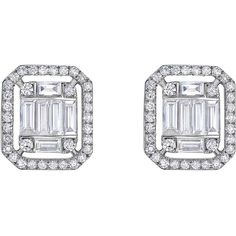 These Anais Studs by Ruchi New York are the perfect addition to any fine jewelry collection. With a stunning design that incorporates diamond baguettes encased with brilliant cut diamonds, these earrings are sure to catch the eye and capture the heart of any jewelry lover. The .75 carats of diamonds are set in 18k white gold, adding to the overall elegance and luxury of the piece.Wearing these studs will make you feel confident and glamorous, whether you're dressed up for a special occasion or a Luxury Baguette Cut Earrings For Gift, Diamond Birthstone, Tennis Necklace, Jewelry Design Necklace, White Gold Jewelry, Fine Jewelry Collection, Fine Jewelry Gift, Baguette Diamond, Elegant Earrings