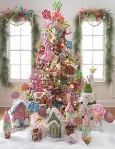 a christmas tree decorated with candy and candies