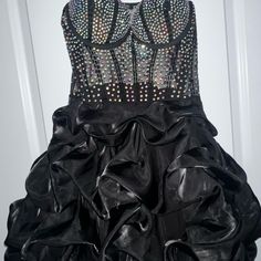 Black Sparkling Iridescent Ruffle Puffy Dress Size M (Shoes Sold Separate $60) *Both Worn Once Dress For Homecoming, Elegant Party Dress, Puffy Dresses, Elegant Party Dresses, Elegant Party, Dresses Black, Homecoming Dresses, Homecoming, Party Dress