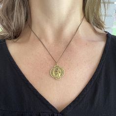 Travelers Necklace – Ornamental Things Lost Things, The Finder, St Christopher Medal, Travel Necklace, State Necklace, St Anthony, Compass Necklace, The Saint, 24kt Gold