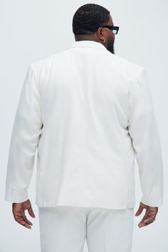 Available In White. Button Closure Pointed Lapels Front Pockets Pair With "Bahamas Linen Suit Trousers" Shell: 55% Linen 45% Cotton Lining: 100% Polyester Imported | Mens Bahamas Linen Suit Jacket in White size Large by Fashion Nova White Sport Coat With Double Button And Notch Lapel, White Notch Lapel Sport Coat With Double Button, White Notch Lapel Sport Coat With Double Button Closure, White Sport Coat With Double Button Closure, Casual Suits With Lapel Collar And Buttons, Fitted White Sport Coat With Button Closure, White Fitted Sport Coat With Button Closure, Relaxed Fit Button-up Blazer With Button Closure, White Blazer With Button Closure And Suit Collar