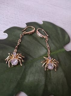 Cute gold spider earrings will make the perfect gift for friend or just go ahead and treat yourself. Made with love for you. Dangle Earrings As Halloween Gift, Dangle Earrings For Halloween Gift, Gold Dangle Halloween Jewelry, Halloween Gold Dangle Jewelry, Handmade Gold Halloween Earrings, Halloween Gift Drop Earrings Jewelry, Halloween Gift Drop Earrings, Gold Dangle Jewelry For Halloween, Handmade Gold Earrings For Halloween