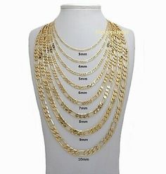 14k Italian Figaro Link Chain Necklace 3mm to 10mm Gold Plated: THIS IS HOTTEST TREND: 3mm TO 10mm FIGARO LINK… #DealoftheDay #dailydeals Edgy Office, Grunge Tshirt, Gold Figaro Chain, Simple Tops, Figaro Necklace, Tops Men, Heavy Chain, Figaro Chains, Figaro Chain