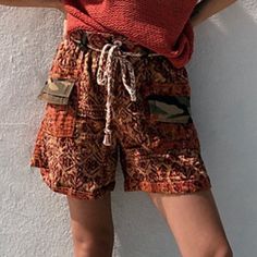 Free People Bohemian Shorts 100% Cotton Orange Stitch Bermuda Shorts With Detachable Belt And Flap Pockets Button Fly New Without Tags. Label Marked To Prevent Store Returns Free People Shorts, Flap Pocket, Cotton Shorts, Bermuda Shorts, Fashion Forward, Free People, Womens Shorts, Orange, Tags