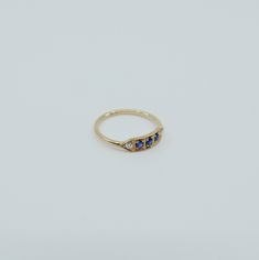 Ms. Goodbar Sapphire ring, 14k Stacking ring, Diamond and sapphire ring, Five stone ring, Diamond Bar ring, Sapphire Bar ring, Dainty band