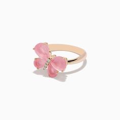 14K Rose Gold Rose Quartz and Diamond Butterfly Ring Rose Colored Fine Jewelry Rings For Formal Occasions, Elegant Rose Gold Rings With Rose Design, Pink 14k Rose Gold Rings For Promise, Fine Jewelry In 14k Rose Gold, Formal Rose Gold Rings With Rose Design, Pink 14k Rose Gold Rings For Anniversary, Formal Rose 14k Gold Rings, Formal Rose Colored 14k Gold Rings, Formal 14k Gold Rings With Rose Design