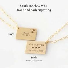 Personalized Postcard Necklace by LEILA Jewelry Memorial Jewelry Ashes, Paperclip Chain Necklace, Necklace Mom, Hidden Message, Layered Jewelry, Memorial Jewelry, Love Letter, Letter Necklace, Grandma Gifts