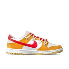 Custom Dunk Extra Lace Red Swoosh Yellow Make a bold statement with the Custom Dunk Extra Lace Red Swoosh Yellow. These custom sneakers combine striking colors and unique design elements, offering a standout look that’s both stylish and eye-catching. Key Features: Red Swoosh and Yellow Design: Featuring a vibrant red Swoosh against a bright yellow background, these sneakers create a high-contrast, energetic aesthetic. The bold color combination ensures that these shoes stand out and make a memorable impression. Extra Lace Detail: The inclusion of extra laces adds versatility and customization options. Adjust the lacing to fit your style or add a unique touch to match your outfit, enhancing the overall look. Premium Materials: Crafted from high-quality materials, these sneakers provide both Orange Sneakers With Gum Sole For Streetwear, Orange High-top Sneakers With Gum Sole For Streetwear, University Red Custom Sneakers For Streetwear, Retro University Red Sneakers For Streetwear, Sporty Orange High-top Sneakers With Gum Sole, Retro Red Sneakers For Streetwear, Retro Red Custom Sneakers For Streetwear, Modern Orange Sneakers With Boost Midsole, Retro Low-top Red Basketball Shoes