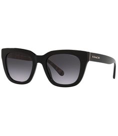 From COACH&#x2C; the Hc8318 52mm Sunglasses feature:Square ShapeAcetate FrameGradient Plastic LensNon-Polarized LensesRxableImported. Chic Black Glass Sunglasses, Trendy Luxury Coach Sunglasses, Classic Coach Sunglasses With Polarized Lenses, Coach Sunglasses Women, Black Sunglasses Women, Black Square-faced Sunglasses For The Beach, Coach Glasses, Coach Sunglasses, Ootd Inspo