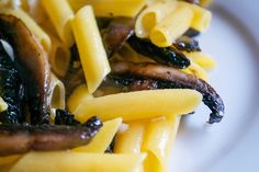 pasta with mushrooms and cheese on a plate