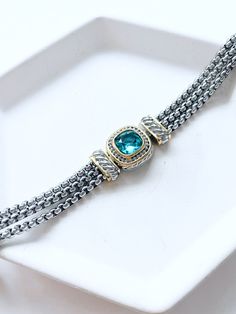 Specially manufactured from our NYC vendor. We personally select each piece. ﻿**FINAL SALE** Elegant Blue Chain Bracelet As Gift, Elegant Blue Chain Bracelet For Gift, Elegant Blue Jewelry Chain, Elegant Blue Chain Jewelry, Elegant Blue Metal Chain Bracelet, Elegant Turquoise Chain Bracelet As Gift, Elegant Blue Bracelets With Adjustable Chain, Adjustable Blue Chain Bracelet, Elegant Turquoise Bracelet With Adjustable Chain