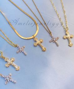 "❤︎ Gold FILLED Cross Necklace, Gold Rosary Cross, Dainty Crystal Cross, Religious Necklace, Unisex Cross, Birthday Gift❤︎ - For purchasing the CROSS EARRINGS please use this link: https://www.etsy.com/listing/982945789/gold-cross-hoop-earrings-crystal-cross?ref=shop_home_active_1&pro=1&frs=1 ----------------------------------------------------------------------------------------------------------------------------- ...A B O U T...T H I S...I T E M... ~~Lead-free and Nickel-free. ~~ 100% Dainty Crucifix Clavicle Chain Necklaces, Dainty Crucifix Clavicle Chain Necklace, Gold Crucifix Charm Necklace In Minimalist Style, Gold Pendant Cross Necklace With Clavicle Chain, Gold Minimalist Crucifix Charm Necklace, Minimalist Gold Crucifix Charm Necklace, Gold Minimalist Personalized Cross Necklace, Gold Personalized Minimalist Cross Necklace, Minimalist Personalized Gold Cross Necklace