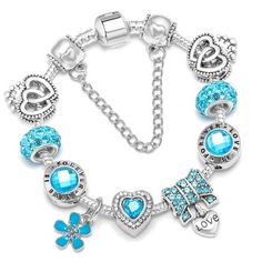 Turquoise Beaded Bracelets With Charms As Gift, Metal Beaded Bracelets With Charms As Gift, Metal Beaded Bracelet With Charms As Gift, Metal Beaded Bracelet With Charms For Gifts, Trendy Silver Jewelry With Removable Charms, Trendy Alloy Jewelry With Charms, Trendy Silver Charm Bracelet With Dangling Charms, Turquoise Metal Charm Bracelet As Gift, Turquoise Metal Charm Bracelet Gift