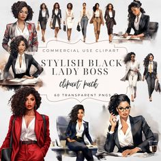 an advertisement for a women's clothing line featuring black ladies in suits and blazers