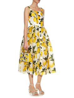 Dolce & Gabbana - inspiration for making the Seren sundress pattern Seren Dress, Sundress Sewing Patterns, Silk Organza Dress, Lemon Print Dress, Sundress Pattern, Casual Party Outfit, Dolce Gabbana Dress, Organza Dress, Business Dress