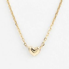 "Sweet and tiny heart necklace made of 14k solid gold available in yellow gold, white gold, and rose gold. The chain is faceted and shimmers as you wear. Lightweight yet a very sturdy piece. Add this simple necklace to your outfit for an effortless look. Perfect gift idea as it is a very subtle and adorable design. Purchase this sophisticated necklace for special occasions such as birthdays, anniversaries, Mother's Day, Valentine's Day, or even for bridesmaids! * Heart width x height: ≈5mm x ≈4m Sterling Silver Heart Necklace With Delicate Yellow Gold Chain, Delicate Sterling Silver Heart Necklace In Yellow Gold, Yellow Gold Heart Necklace With Delicate Sterling Silver Chain, Delicate Yellow Gold Sterling Silver Heart Necklace, 14k Gold Heart Pendant Necklace As Gift For Her, Dainty 14k Gold Charm Necklace For Anniversary, Minimalist 14k Gold Heart Necklace For Anniversary, Dainty 14k Gold-filled Yellow Gold Heart Necklace, Yellow Gold Necklaces With Heart Detail As Gift