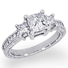 three stone princess cut diamond engagement ring