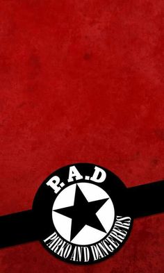 a red wall with a black and white star on the bottom right corner that says rad