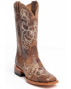 Shyanne Women's Lasy Floral Embroidered Western Boots - Broad Square Toe Shyanne Boots, Womens Cowgirl Boots, Ariat Boots, Estilo Country, Roper Boots, Boots Square Toe, Cowboy Boots Women, Girls Boots, Kids Boots