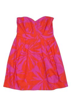 Current Boutique-Shoshanna - Pink & Orange Cotton Strapless Dress Sz 8 Pink Strapless Dress, Orange Print, Sweetheart Dress, Dresses Pink, Body Dress, Womens Casual, Casual Work, Womens Casual Outfits, Dress Red