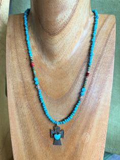 Carolyn Pollack Angel on Sundance Style Turquoise and Red Spiny Oyster Shell Necklace 17 inches Kingman Stone Choker Short Sterling Silver by CynthiaMoonArtisans on Etsy Turquoise Heart Beaded Necklaces As Gift, Turquoise Heart Beads Necklaces For Jewelry Making, Artisan Necklace With Heart Beads For Gift, Artisan Jewelry With Heart Beads, Adjustable Turquoise Necklace With Heart Beads, Turquoise Heart Beaded Necklace For Gift, Southwestern Style Gemstone Beads Necklace For Gift, Spiritual Pendant Jewelry With Heart Beads, Spiritual Heart Beads Pendant Jewelry